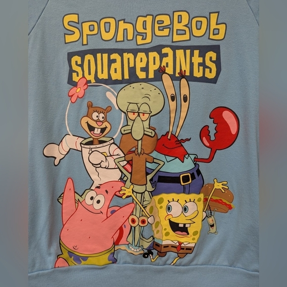 SpongeBob SquarePants sweatshirt size XXL in blue with all cartoon characters - Picture 2 of 8